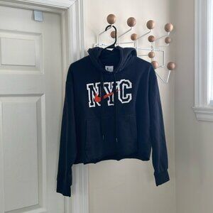 Nike NYC Oversized Baggy Cropped Hoodie Black Small